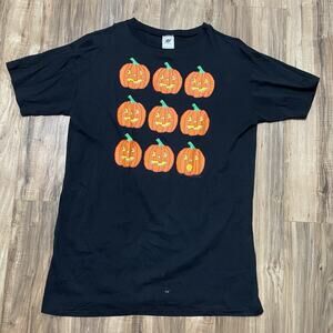Halloween Vintage Single Stitch Black EXTRA LONG Shirt Jack-O-Lantern - STAINED